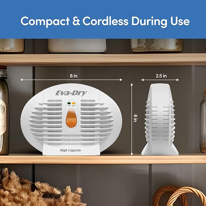 Eva-Dry E-500 Renewable Silica Gel Dehumidifier 5-Pack — Cordless Operation, Plug-In to Renew | 500 Cu Ft Each | Gun Safe, Closet, Bathroom, Boat, RV | No Batteries | Up to 10 Years