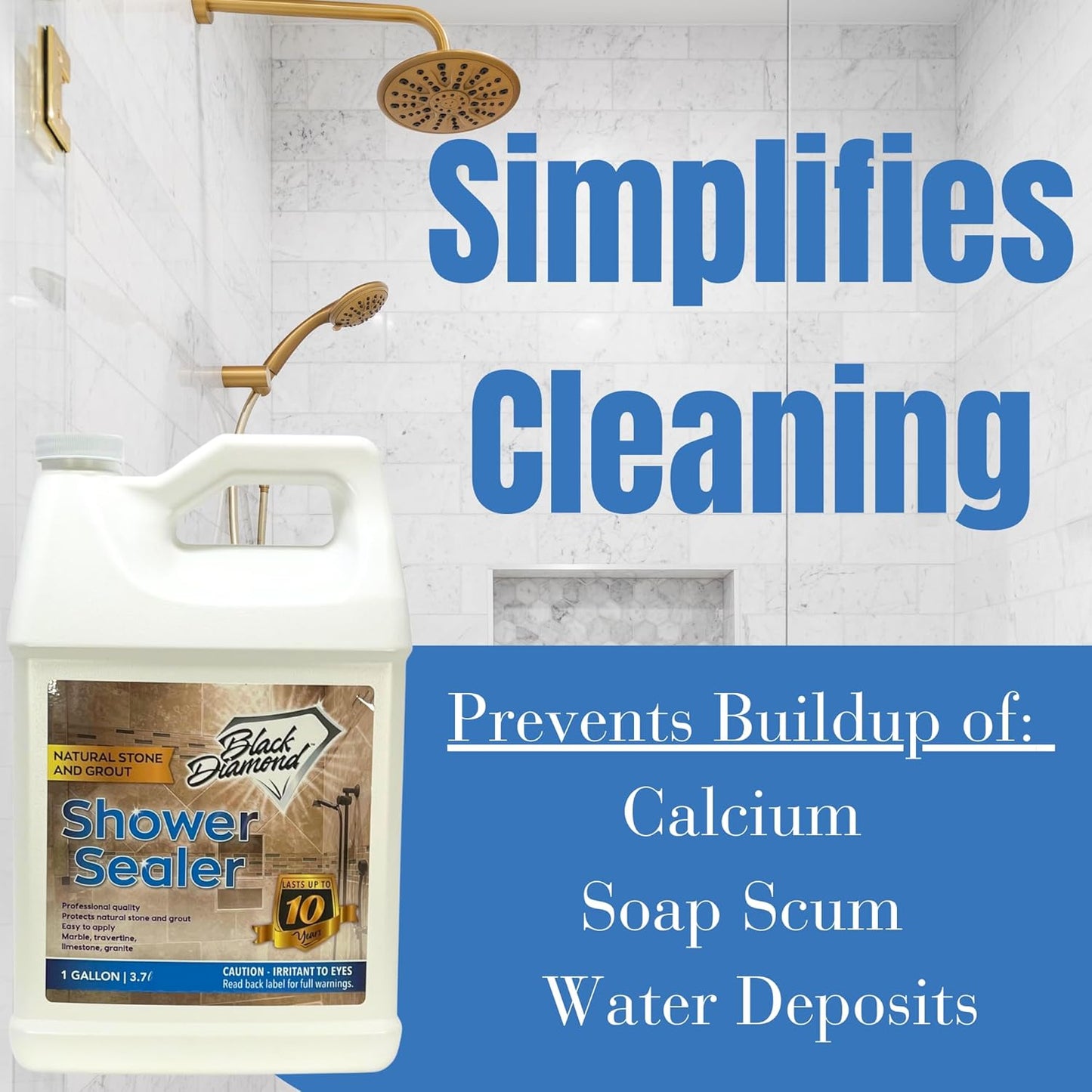 Natural Stone and Grout Penetrating Shower Sealer. Marble, Granite Travertine, Limestone. Protects The Surface from Damage and Build-up for up to Ten Years! (1 Gallon)
