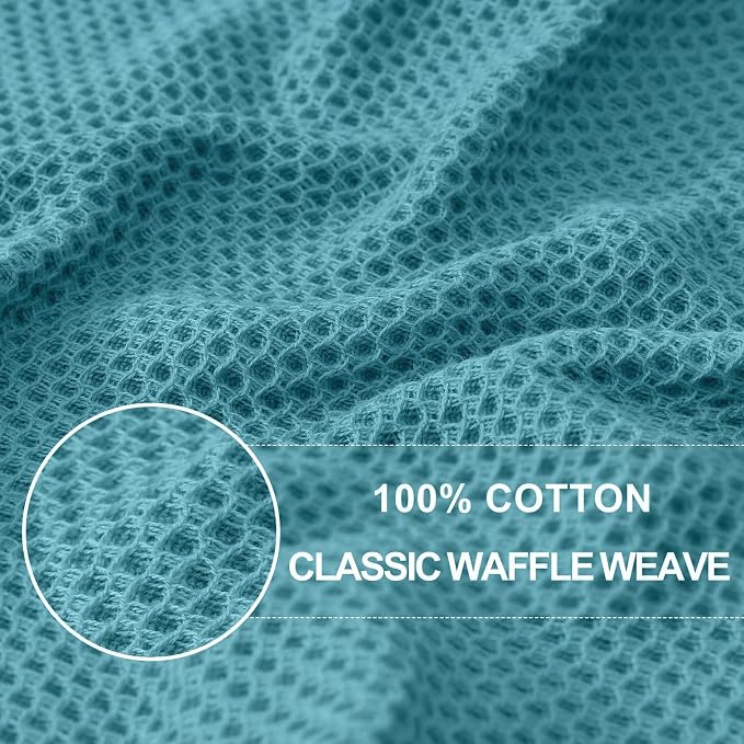 Homaxy 100% Cotton Waffle Weave Kitchen Dish Cloths, Ultra Soft Absorbent Quick Drying Dish Towels, 12 x 12 Inches, 18-Pack, Lake Blue