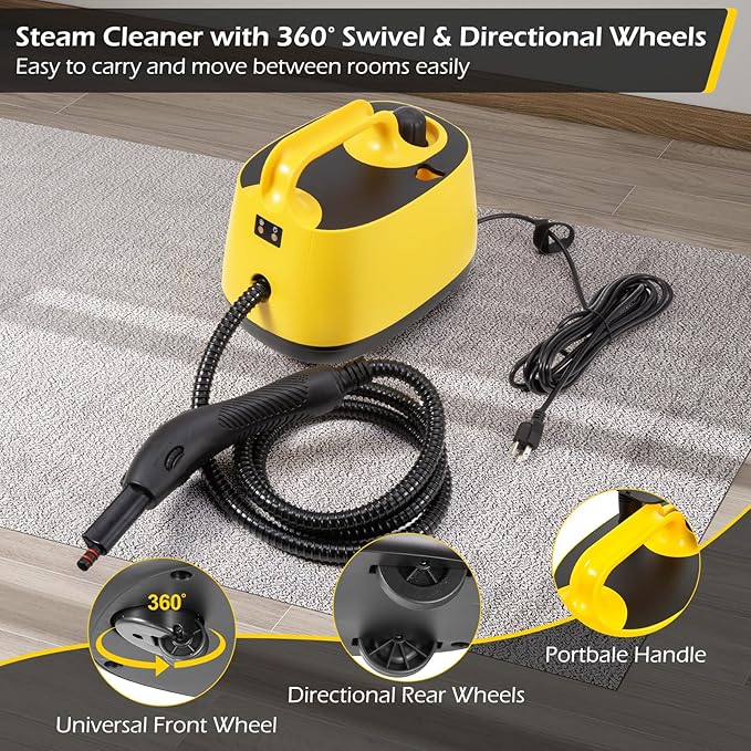 Dyna-Living Steam Cleaner 1500W Steamer for Cleaning with 1.5L Water Tank, Car Steamer Cleaner for Multi-Surface Floors, High-Pressure Steam Cleaner for Car, Portable Car Steamer for Auto Detailing