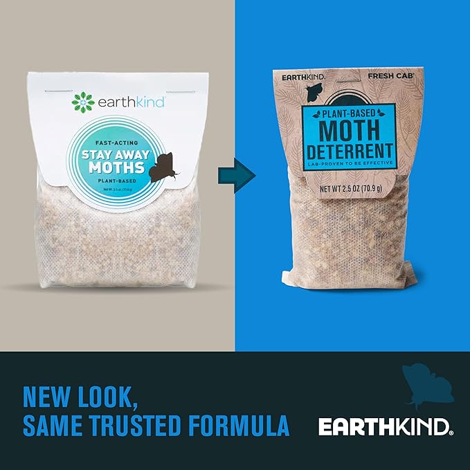 EarthKind Fresh Cab Moth Deterrent - Moth Deterrent for Closet, Pantry & More - DIY Pest Control Pouches - Cedarwood Oil & Geranium Oil - New Packaging - 6-Pack, Extended Release Pouch Pod