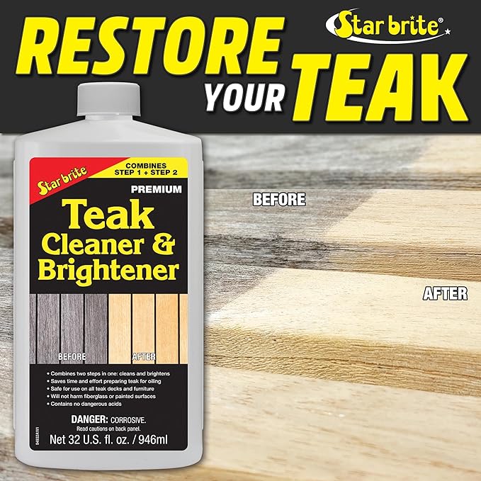 Star Brite Teak Cleaner & Brightener, Restore Weathered Wood, 32oz (094932)