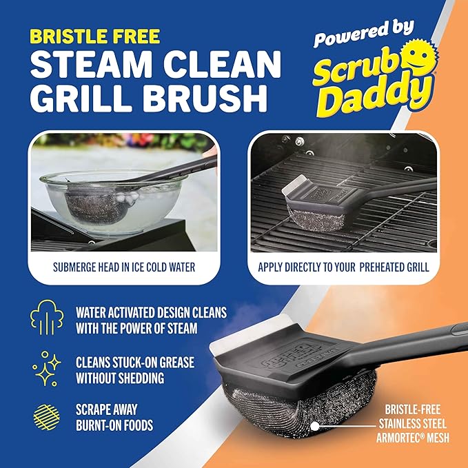 Mr. Bar-B-Q Bristle Free Grill Brush Plus Scrub Tub Bundle | Powered by Scrub Daddy