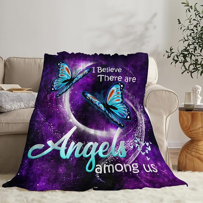 Tijuboni Butterfly Throw Blanket Blue Butterfly Gifts for Girls Boys Women Men Kids Adults Soft Flannel Fleece Blanket for Couch Sofa Bed Home Decor 50"x60"