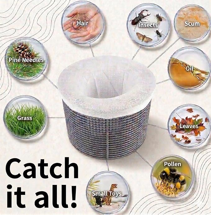 Pool Skimmer Basket [Crack-Proof] (1) | Strong - Flexible | Compatible with Pentair U-3, Hayward SP1070 Inground & B9 Replacement | The Samson [BlackMAGIC] | Superfine XL Filter Socks (3)