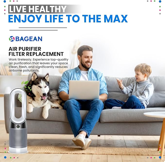 Bagean 360 Combi Glass HEPA Filters Compatible with Dyson Air Purifier Filter HP04 TP04 Pure Cool Hot Fan Dyson Filter Replacement - H13 True HEPA and Activated Carbon Purifies 99.97% Particles