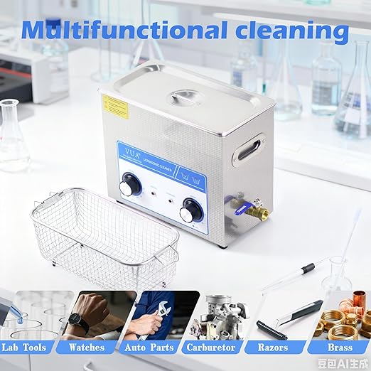 6L Ultrasonic Cleaner with Timer & Heater, Professional Ultrasonic Parts Cleaner, Knob Control Ultrasonic Cleaning Machine for Glasses Watch Jewelry Denture Dental Irrigator Parts Tools Circuit Board