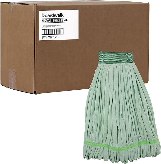 Boardwalk Microfiber Looped-End Wet Mop Head, Large, Green, 12/Carton