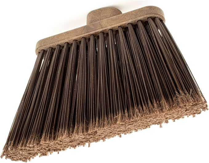 SPARTA Plastic Broom Head, Angled, Flagged for Small Debris Indoor, Outdoor, Home, Restaurant, Lobby, Office, 12 Inches, Brown