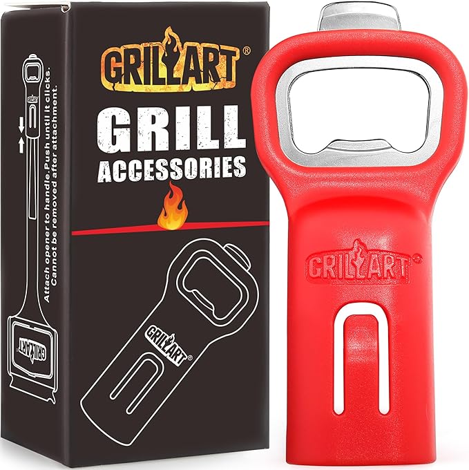 Bristle-Free Grill Brush with Water Soak Basin & Built-in Bottle Opener