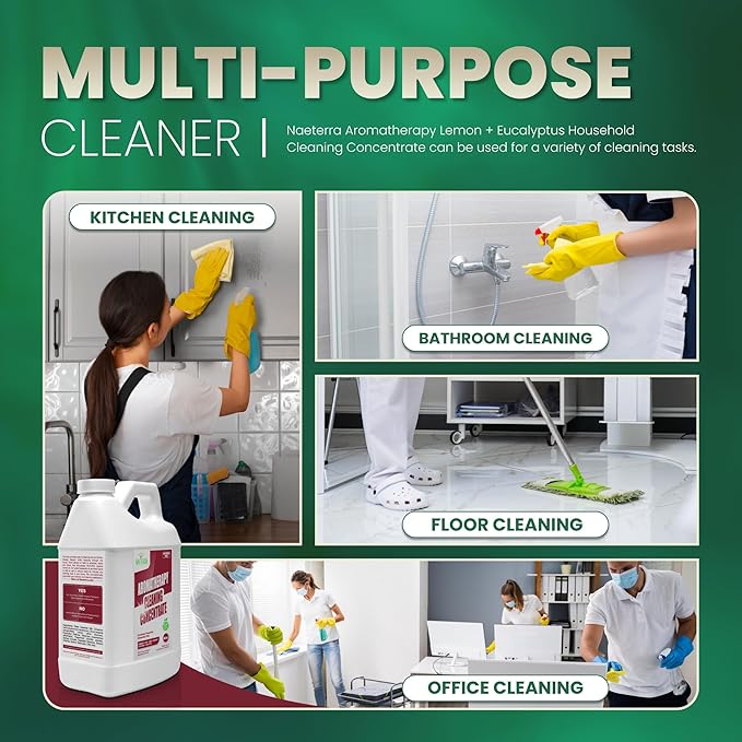 Naeterra Aromatherapy Cleaning Concentrate 64 oz - Natural All Purpose Multi Surface Cleaner - Plant Based Essential Oil Formula for Floors, Glass & Counters - Makes 24 Gallons - Pet Safe & Non Toxic