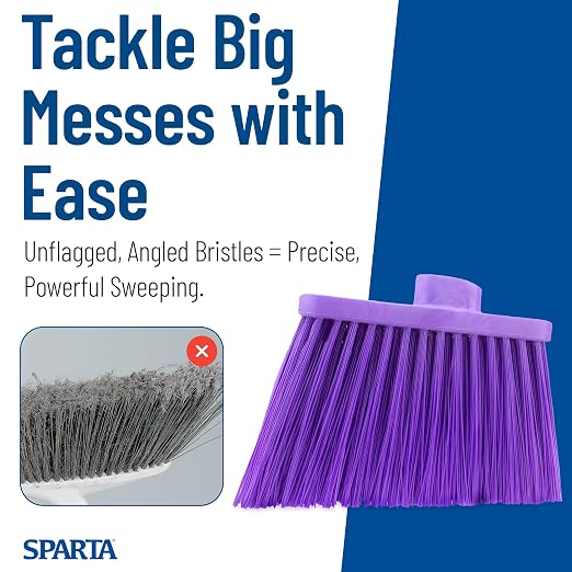 SPARTA Sweeper Broom – 12 Inch Angled Outdoor Broom Head with Durable Polypropylene Bristles, Standard Thread Compatible for Home Garage or Kitchen Cleaning, Purple