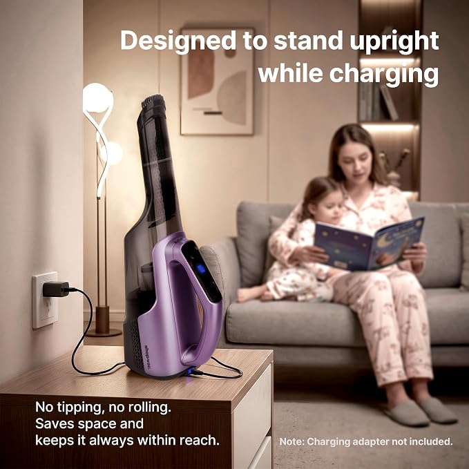 Shop-Vac S3 20V Handheld Vacuum Cordless, Dual-Speed Powerful Portable Car Vacuum Rechargeable, Wall-Mounted Lightweight Hand Vacuum for Home & Car, LED Light, HEPA Filter, Purple