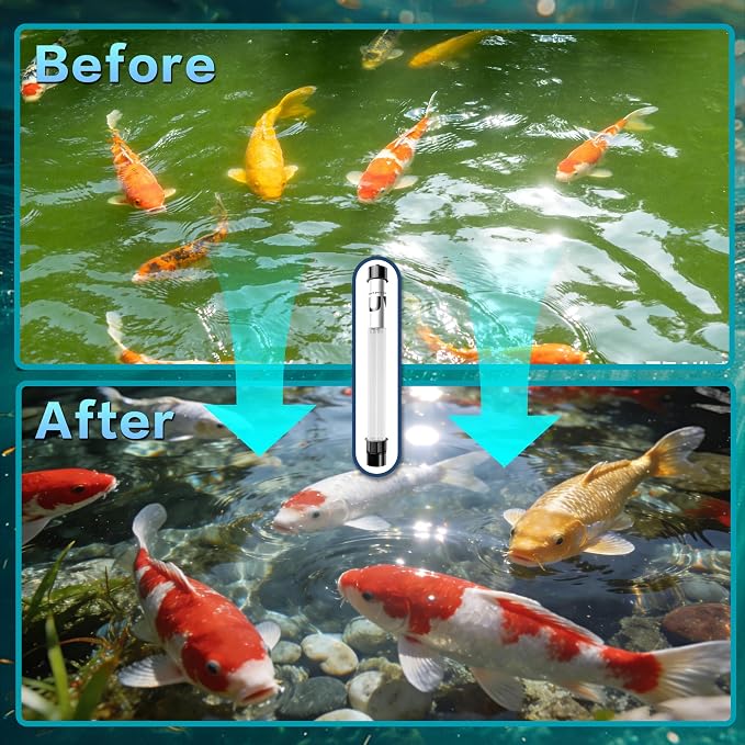 20W Pond UV Light for 100-1500 Gallon, UV Water Clarifier for Koi Pond, Cold Plunge, Aquarium, Swimming Pool, Spa and Fish Tank for Green Water Clean