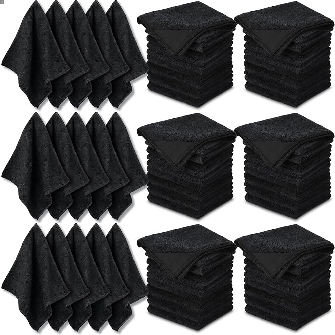 Tudomro 60 Pcs Microfiber Magnetic Cleaning Cloth Dry Erasers Bulk for Most Whiteboards Dry Erase Cloth Cleaner Reusable, Home, Office, 10'' x 10'' (Black)