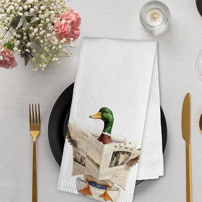 Funny Mallard Duck Hand Towels for Bathroom,Mallard Duck Gifts,Ducks Kitchen Towels,Ducks Lovers Owners Gifts,Farmhouse Animal Decorative Towel for Nursery Bathroom Toilet, 16x24 Inch