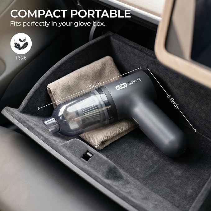 Handheld Vacuum Cordless, 12000Pa 75W Mini Vacuum with Blower Function, 24 Mins Runtime, 0.14L Dust Bin, Compact Design with Multi-Accessories for Stairs, Car and Home