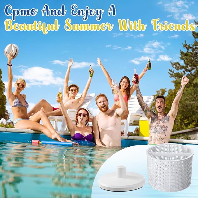 2pcs 7'' SPX1082CA Pool Skimmer Basket and 2 Pcs SP1106 Vacuum Plate Compatible with Hayward Skim Vac In-Ground Swimming Pool Skimmer SP1082, SP1083, SP1084, SP1085, SP1086, SP1075 (White)