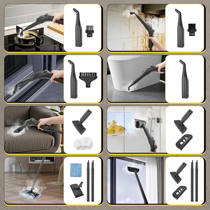 Dyna-Living Steam Cleaner 1500W Steamer for Cleaning with 1.5L Water Tank, Car Steamer Cleaner for Multi-Surface Floors, High-Pressure Steam Cleaner for Car, Portable Car Steamer for Auto Detailing