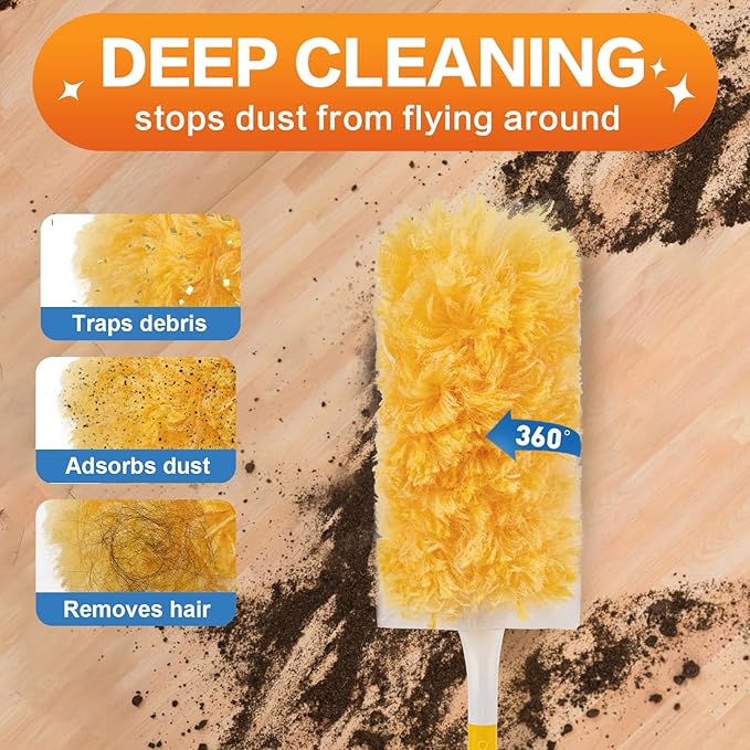 Heavy Duty Duster Refills Compatible with Swiffer Duster, Unscented Disposable Dusters Kit for Cleaning Dusting Furniture Blind Ceiling Fan, Multi Surface 360 Feather Duster (20)