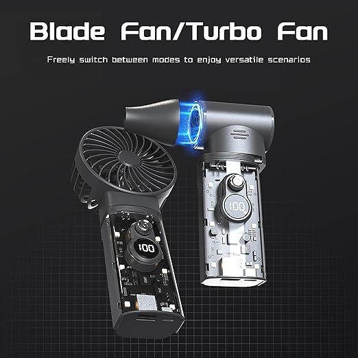 Compressed air Duster 100,000 RPM High-Speed Turbo Fan with 35m/s Airflow, 10,000mAh Power Bank Function for Computer Dusting and BBQ Ignition