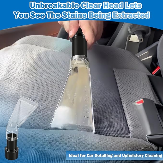 Happy Tree See-Through Extracting Accessory with 2-1/2" Reducer for Upholstery & Carpet Cleaning & Auto Detailing, Shop Vac Extractor Attachment for 10-20 Gallon Wet/Dry Vacuum Cleaners