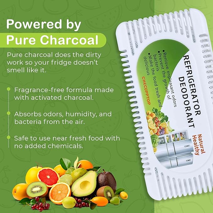 Exle Fridge Deodorizer - Unscented Activated Charcoal Refrigerator Deodorizer - More Effective Than Baking Soda for Fridge - Refrigerator Odor Remover for Freezers, Coolers, & Closets - 2 Pack