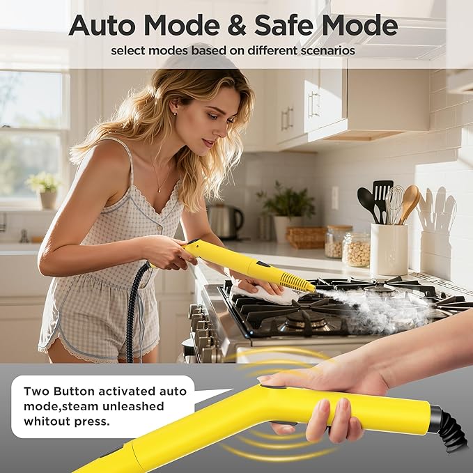 All-in-1 Steam Cleaner with 25 PSI High-Pressure Boiler, 21-Piece Accessory Kit, Portable Handheld & Floor Steamer for Tiles, Grout, Furniture and Car, Chemical-Free Deep Cleaning,3 Colors Selection