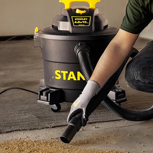 STANLEY Wet/Dry Vacuum SL18191P, 10 Gallon 4 Horsepower 16 FT Clean Range Shop, Ideal for Home/Garage/Laundry Rooms with Attachments, Strong Suction Large Capacity Multiple Accessories