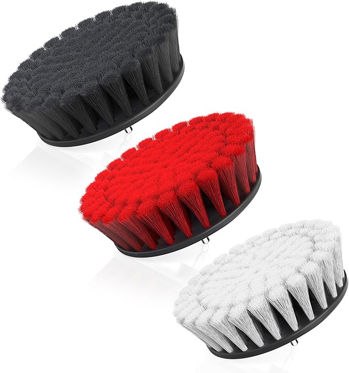 Hoover Multi-Purpose Cleaning Brush Kit, 3 Piece, 6" Soft, Medium and Hard Bristle Brushes Included, for Use on Various Surfaces, Whole Home Cleaning, Scrubber Brush Drill Attachment for Cleaning