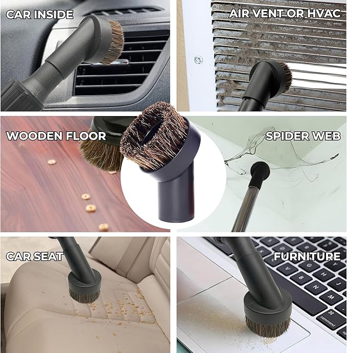 Universal 1.25 Inch (32MM) Vacuum Brush Attachments with Hose Adapter Kit for Shop Vacs Hose 1-1/4'' - 1.25 Vacuum Accessories for Small Shop Vacs