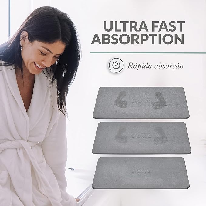 Momo Lifestyle Stone Bath Mat Drytomita – Quick Drying Diatomaceous Earth, Ultra Absorbent 23.6" X 15.4" Graphite Gray