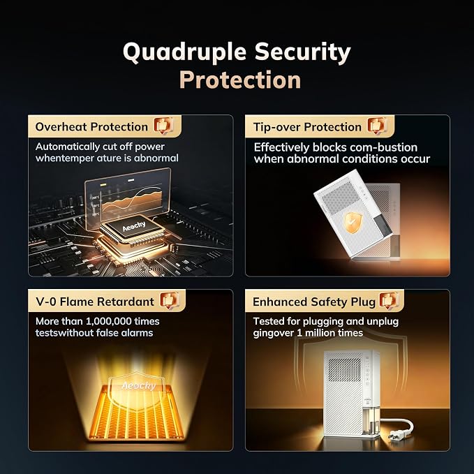 AEOCKY 1000 Sq.Ft Rotary Desiccant Dehumidifier, 10 Pints/Day, Never Frost, Small dehumidifier for Bedroom, Bathroom, Closet, RV, Room, with Drain Hose, Intelligent Humidistat, 85oz Water Tank, Quiet