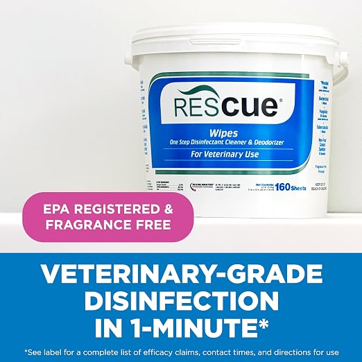 REScue Bucket Wipes & RTU 32oz Disinfectant – Disinfectant Cleaner for Vet Use, Designed to Clean Kennels, Litter Boxes & More