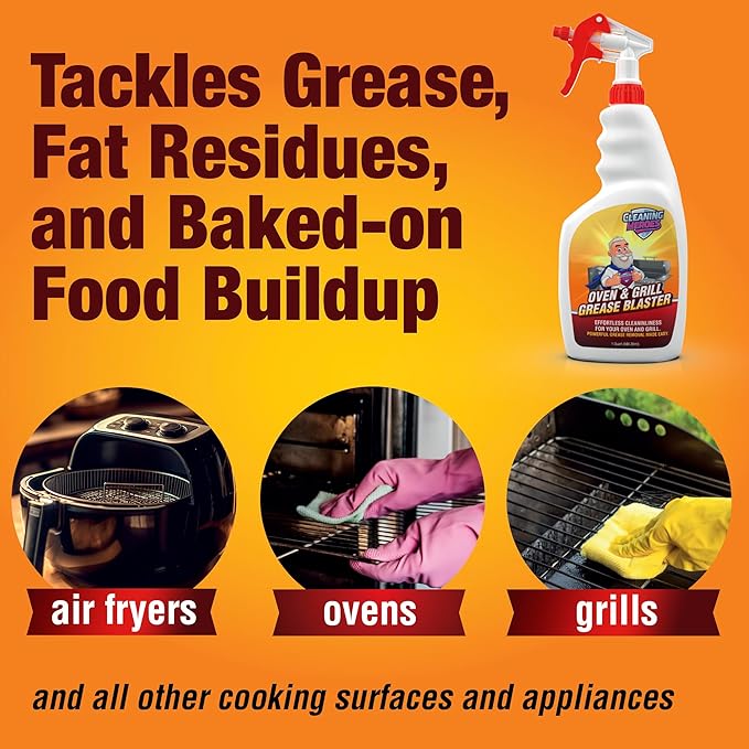 CLEANING HEROES Oven and Grill Cleaner, 32 Fl Oz - BBQ Cleaner and Degreaser - Perfect for Air Fryers, Stoves, Baked-On Grease and Food Buildup
