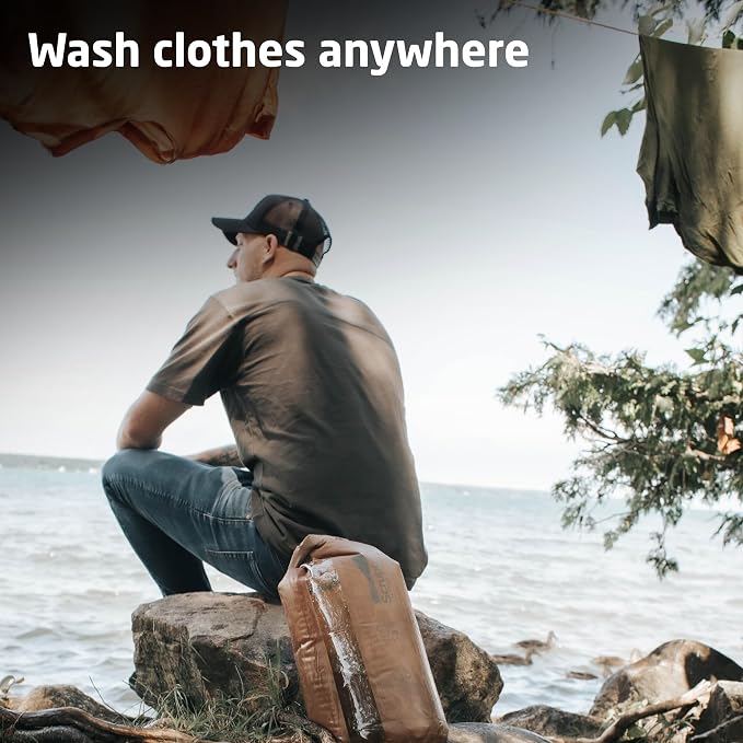 Scrubba Tactical Wash Bag - Patented Washboard-in-a-Bag™ Portable Travel Washing Machine for Military, Camping, Hunting & Overlanding - Wash Clothes Anywhere in Minutes (5.4 oz)