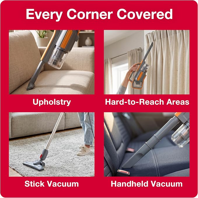 Koblenz Atlas Stick Vacuum Cleaner, 3-in-1 Cyclonic, Bagless HEPA Filtration, 600W Motor, 34 oz Dust Cup, Corded Vacuum, Lightweight 4.6 lbs, Pet Hair, Wall Mount, All Surfaces, SVK-160