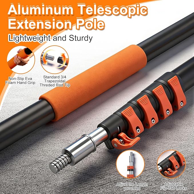 26FT Window Cleaning Kit, 2-in-1 Squeegee with 5-20FT Telescoping Pole & Flip-Lock & Screw Dual Locking, Professional Long Handle Washing Tool for High Windows