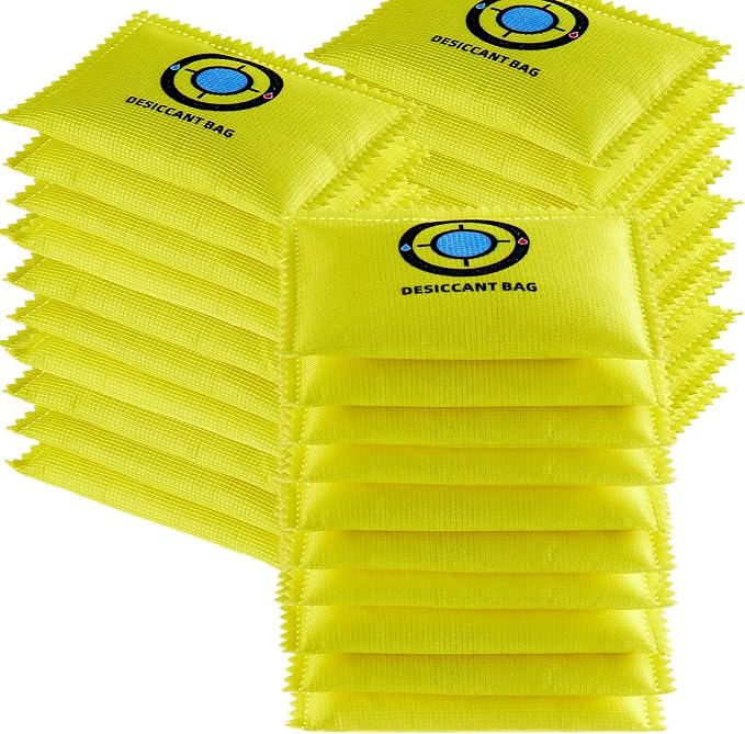 Lounsweer 30 Pack(100g Each) Rechargeable Silica Gel Desiccant Packs with Color Indicator, Reusable Moisture Absorbers for Gun Safes, Closets, Storage Bins, Cars, Luggage, Camper, and Drawers