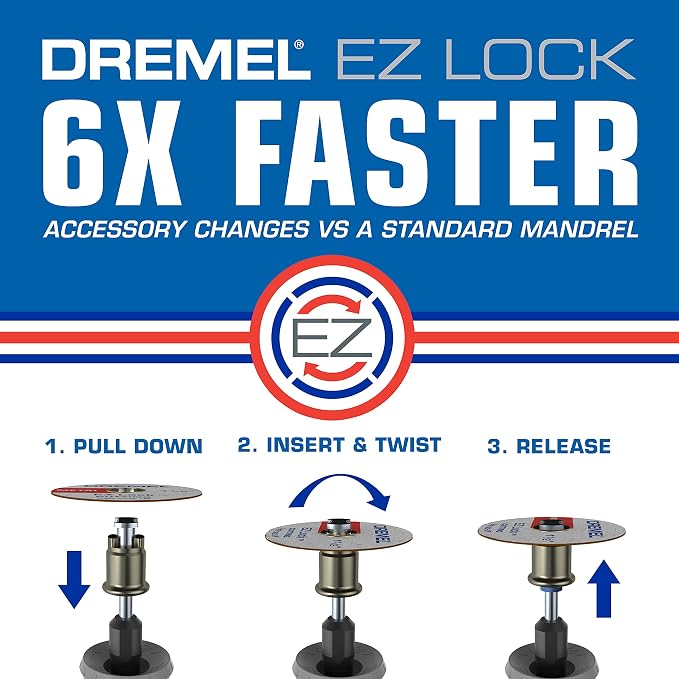 Dremel 160-Piece Rotary Tool Accessory Kit with EZ Lock Technology - 1/8" Shank - Cutting Bits, Polishing Wheel and Compound, Sanding Drums and Sanding Discs (710-08)