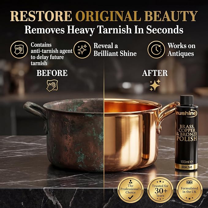 Nushine Brass, Copper & Bronze Polish 1.7 Oz - Ecofriendly, Solvent Free & Contains Anti Tarnish Agent to delay Future Tarnish