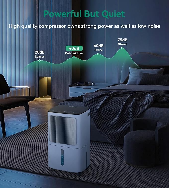 VEAGASO 34 Pint/D Dehumidifier for Basement with Drain Hose, 2500 Sq.Ft Dehumidifiers for Home, Bathroom, Bedroom - 3 Modes, 24H Time, 40dB, 0.53 Gallon Water Tank, Intelligent Humidity Control