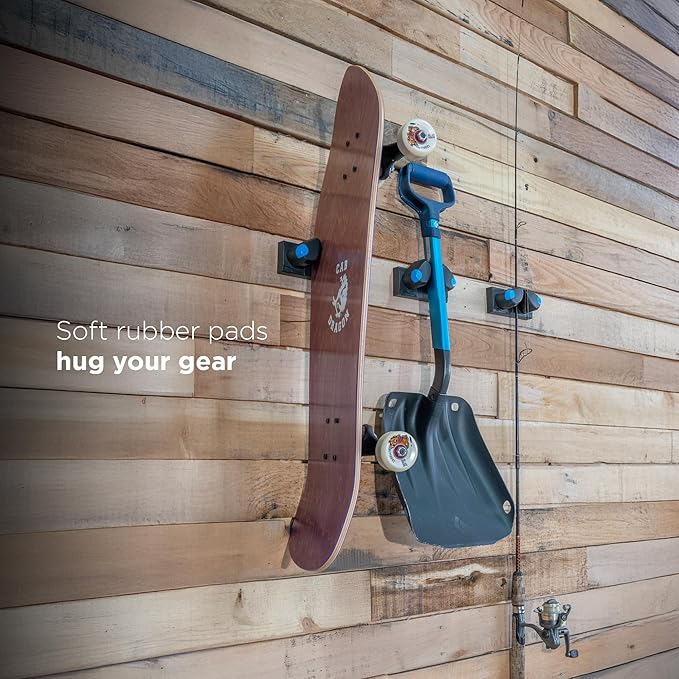 Gravity Grabber Mini – Compact Wall Rack for Tools & Sports Gear | Secure, Non-Slip Storage | Fits Handles up to 1.5 in | Garage Organization | Tool Storage Rack | Sports Equipment Organizer | 6 Pck