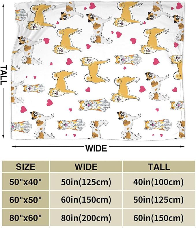 Akita Dog Gifts and Decor - Cute Dog Throw Blanket for Girls, Women, Kids, Adults - Soft, Warm, Cozy Fleece Blanket for Couch, Sofa, Bed - 80"x60"