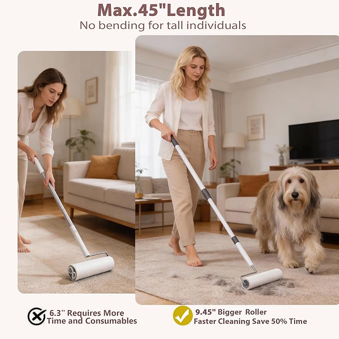Lint Roller Refills (5 Packs, 450 Sheets) Lint Rollers for Pet Hair, Extra Sticky Refills, Compatible with 9.45-inch lint Rollers requiring a 1.5-inch Inner Diameter