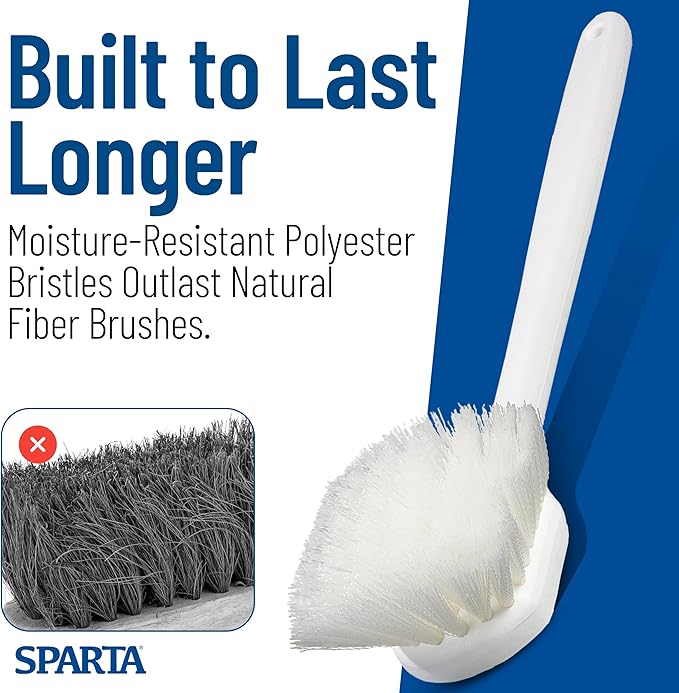 SPARTA Flo-Pac Utility Scrub Brush Dish Brush, Kitchen Brush with Plastic Handle for Households, Businesses, 20 Inches, White, (Pack of 12)