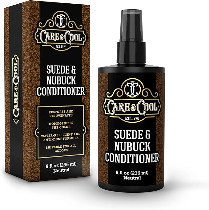 Care & Cool Suede and Nubuck Conditioner, Renovator, and Protector (8 Fl Oz). Your Best Choice for Waterproofing and Rejuvenating The Delicate Structure Against The Elements and Abrasive Impurities.