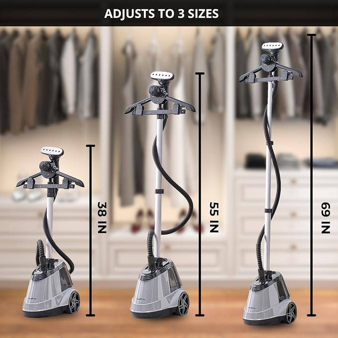 True & Tidy® Pro Heavy-Duty Commercial Full Size Garment Steamer for Clothes with 3 Steam Settings, Extra Large 3L (101 oz) Water Tank, 1800 watts, 90+min of Steam