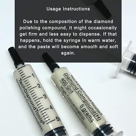 TechDiamondTools Diamond Polishing Compound Kit of 5 Polishing Paste USA Made 5000 8000 14000 50000 100000 Grit for Marble Glass Metal Rock Jewelry Resin Silver Gemstone with 10% of Diamond Powder