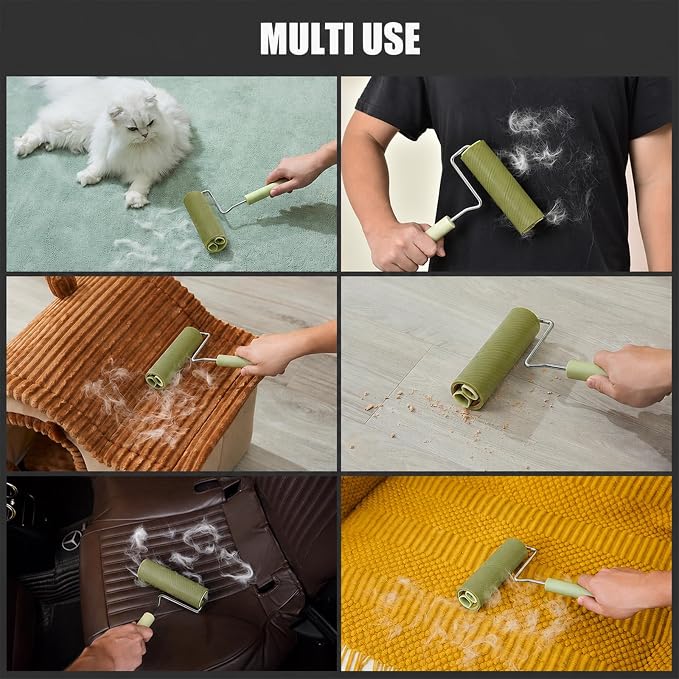 Extra Sticky Large Surface Lint Roller, 6.3'' Giant Lint Roller for Pet Hair, Long Handle Lint Remover for Clothes, Furniture, Dog & Cat Hair Remover (8 Refills(Scented))